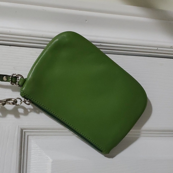 COACH Genuine leather clutch green small purse wristlet - Picture 2 of 4